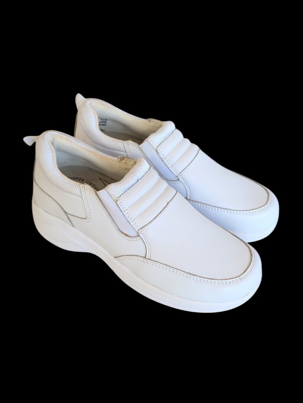 Easy Works by Easy Street "Magna" Slip-On Leather Nursing Shoes 6.5 Wide White